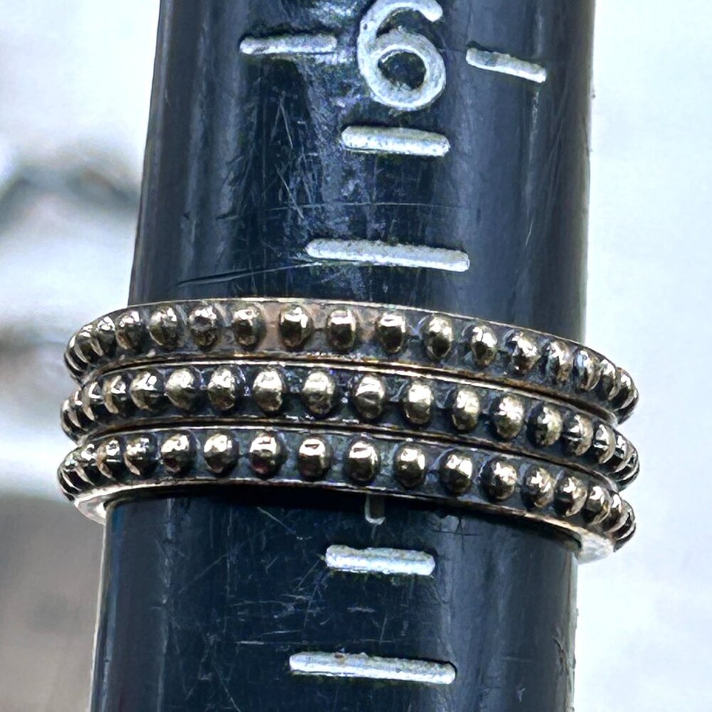 Lucky Brand Set Lot 3 Brass Bronze Pebble Dot Band Rings Stacking Boho Bundle